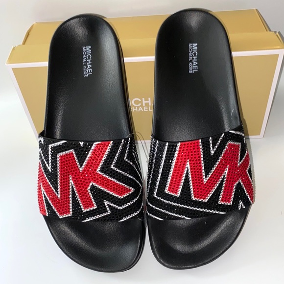 MICHAEL KORS Gilmore Jett Red Crystal Slide Sandal - Picture 8 of 9